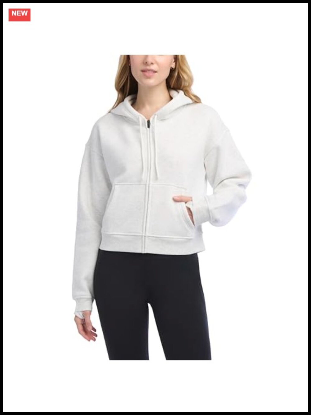 Jockey CVC Fleece Crop Full Zip Athletic Hoodie Sweatshirt